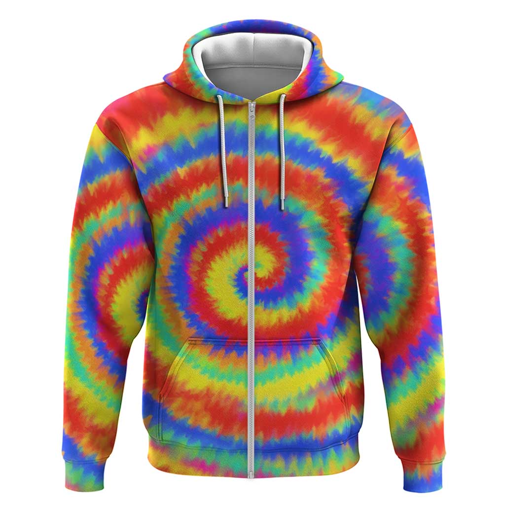 Colorful Tie Dye Spiral Goft Hoodie Custom Name in Retro Psychedelic Style Design TS04