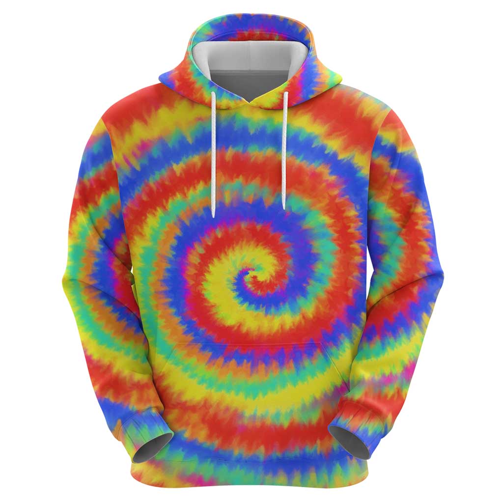 Colorful Tie Dye Spiral Goft Hoodie Custom Name in Retro Psychedelic Style Design TS04