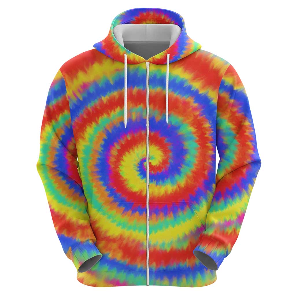 Colorful Tie Dye Spiral Goft Hoodie Custom Name in Retro Psychedelic Style Design TS04