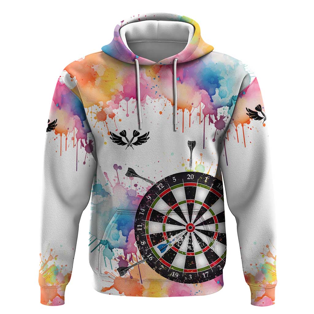 Custom Name Darts Hoodie Funny Dartboards Colorful Paint Aim Shoot Swear Repeat TS04