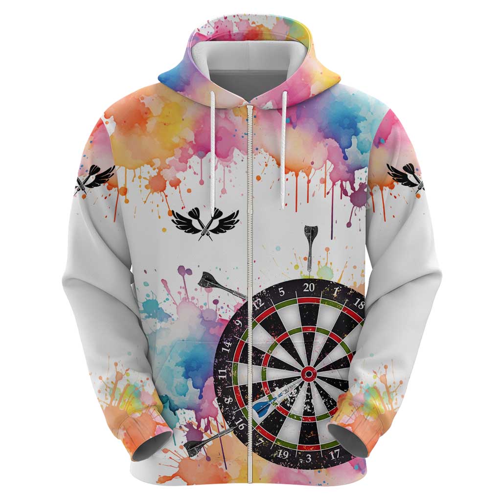 Custom Name Darts Hoodie Funny Dartboards Colorful Paint Aim Shoot Swear Repeat TS04
