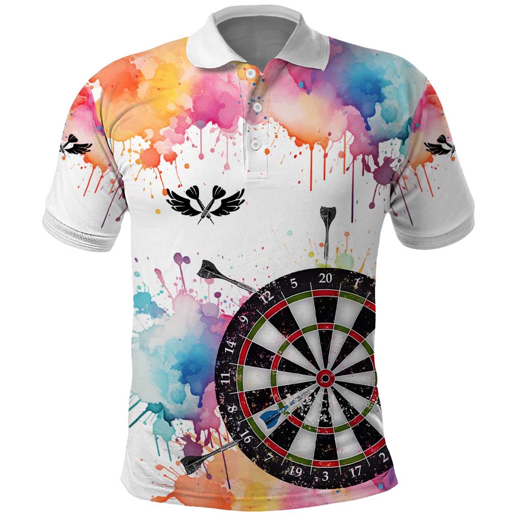 Custom Name Darts Polo Shirt Funny Dartboards Colorful Paint Aim Shoot Swear Repeat TS04