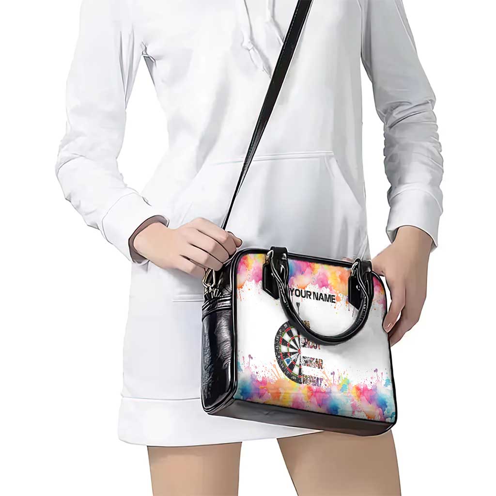 Custom Name Darts Shoulder Handbag Funny Dartboards Colorful Paint Aim Shoot Swear Repeat TS04