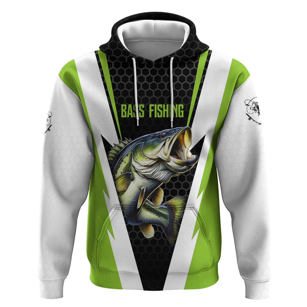 Personalized Custom Bass Fishing Hoodie Jumping Fish Graphic and Green Black Honeycomb TS04