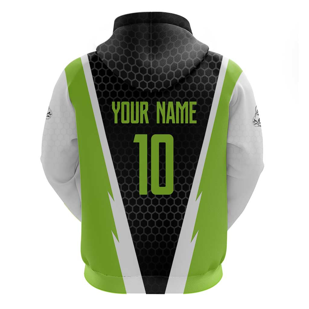 Personalized Custom Bass Fishing Hoodie Jumping Fish Graphic and Green Black Honeycomb TS04