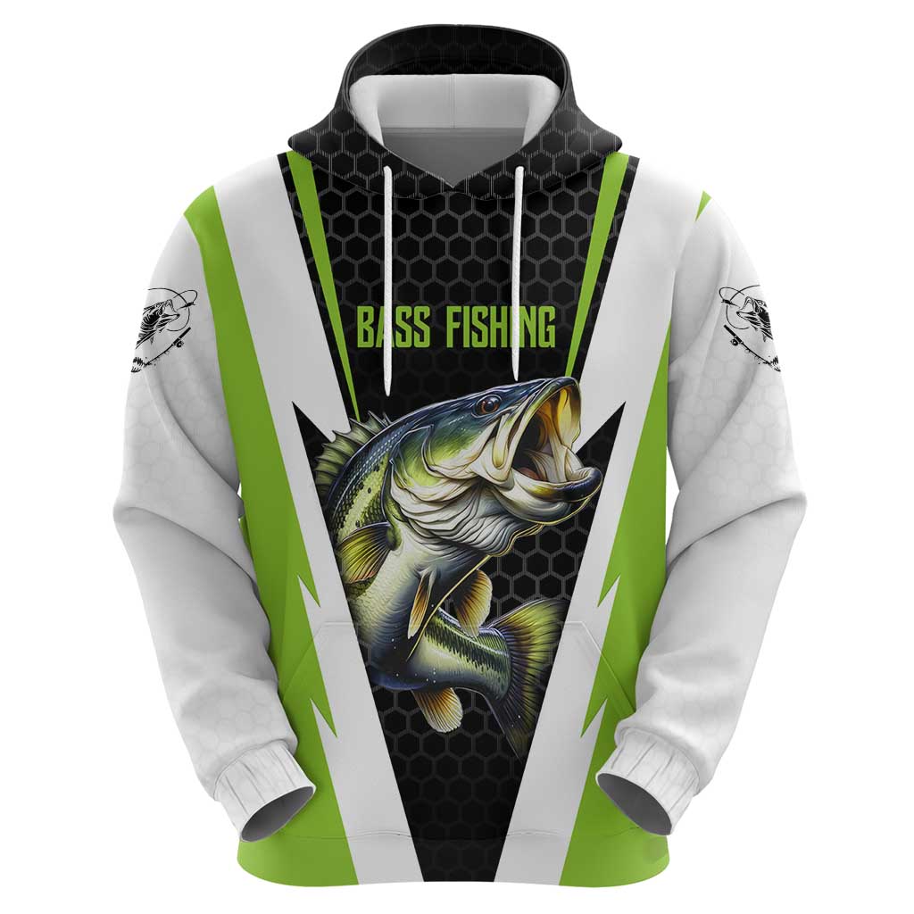 Personalized Custom Bass Fishing Hoodie Jumping Fish Graphic and Green Black Honeycomb TS04