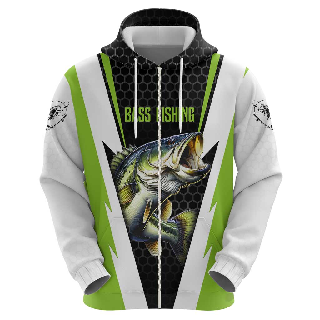 Personalized Custom Bass Fishing Hoodie Jumping Fish Graphic and Green Black Honeycomb TS04