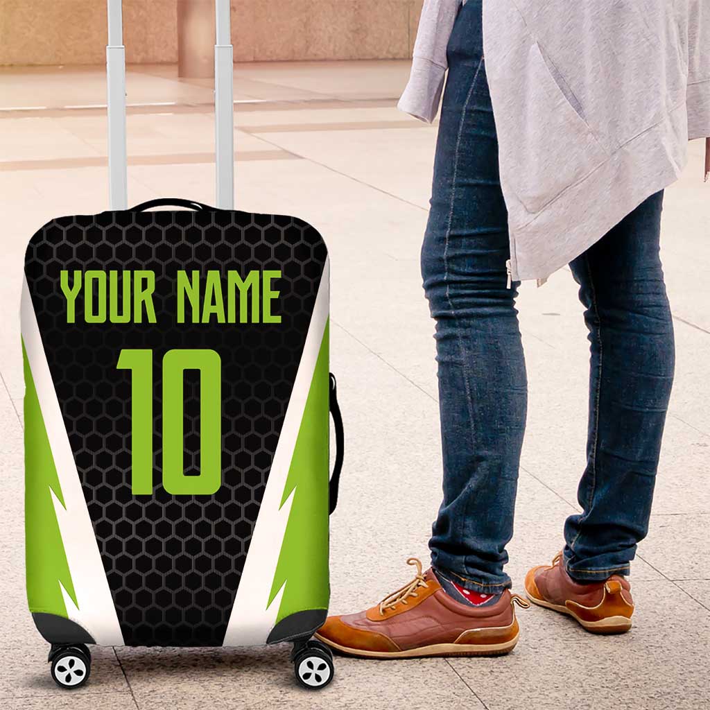 Personalized Custom Bass Fishing Luggage Cover Jumping Fish Graphic and Green Black Honeycomb TS04