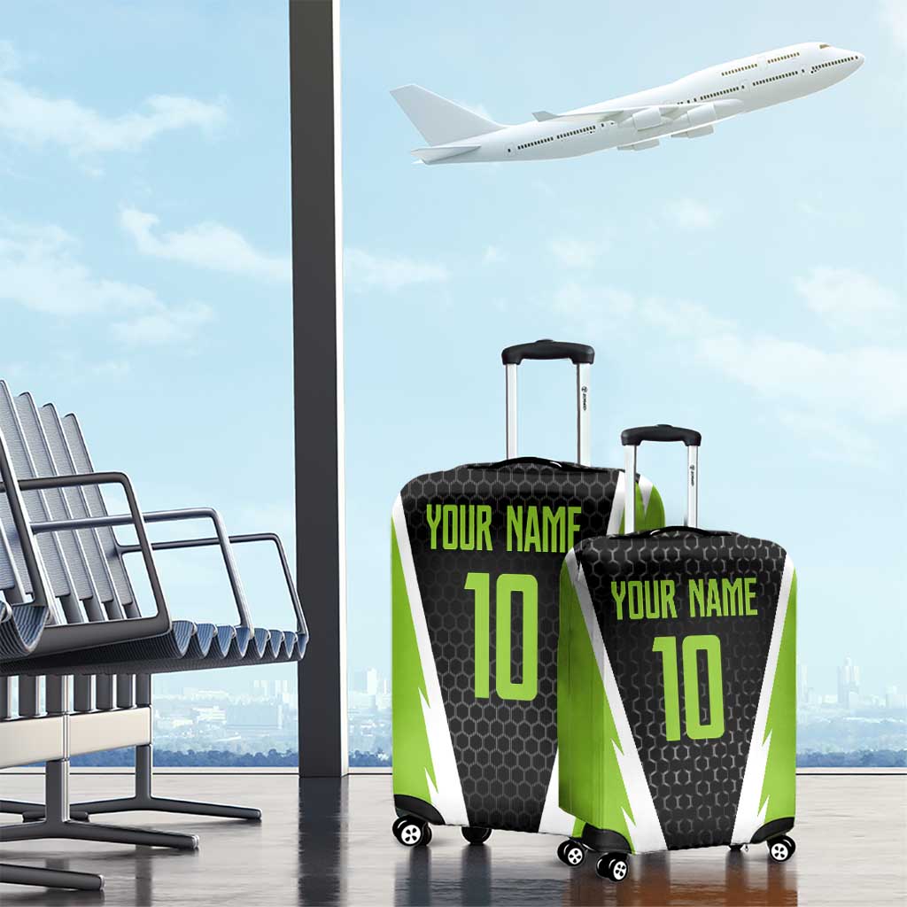 Personalized Custom Bass Fishing Luggage Cover Jumping Fish Graphic and Green Black Honeycomb TS04
