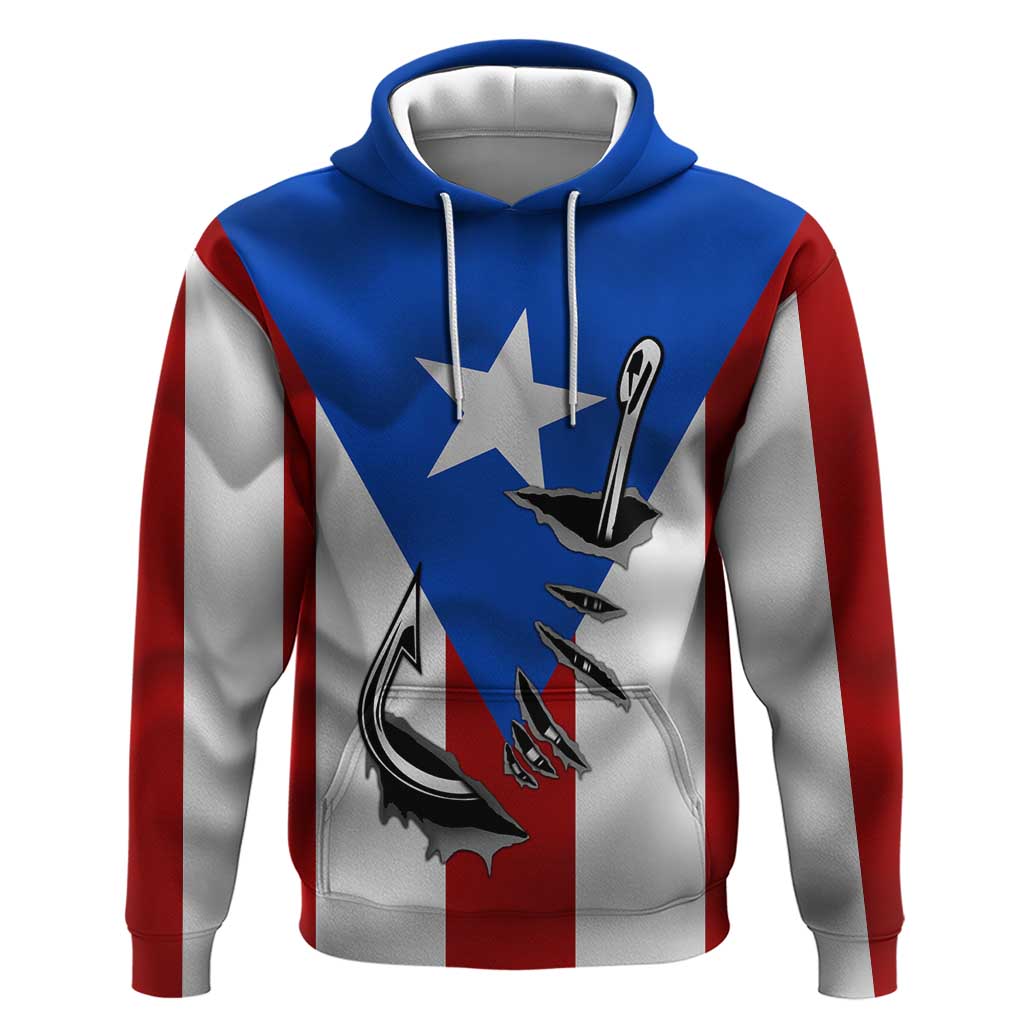Puerto Rico Fishing Hoodie Fish Hook Flag PR Custom Name TS04