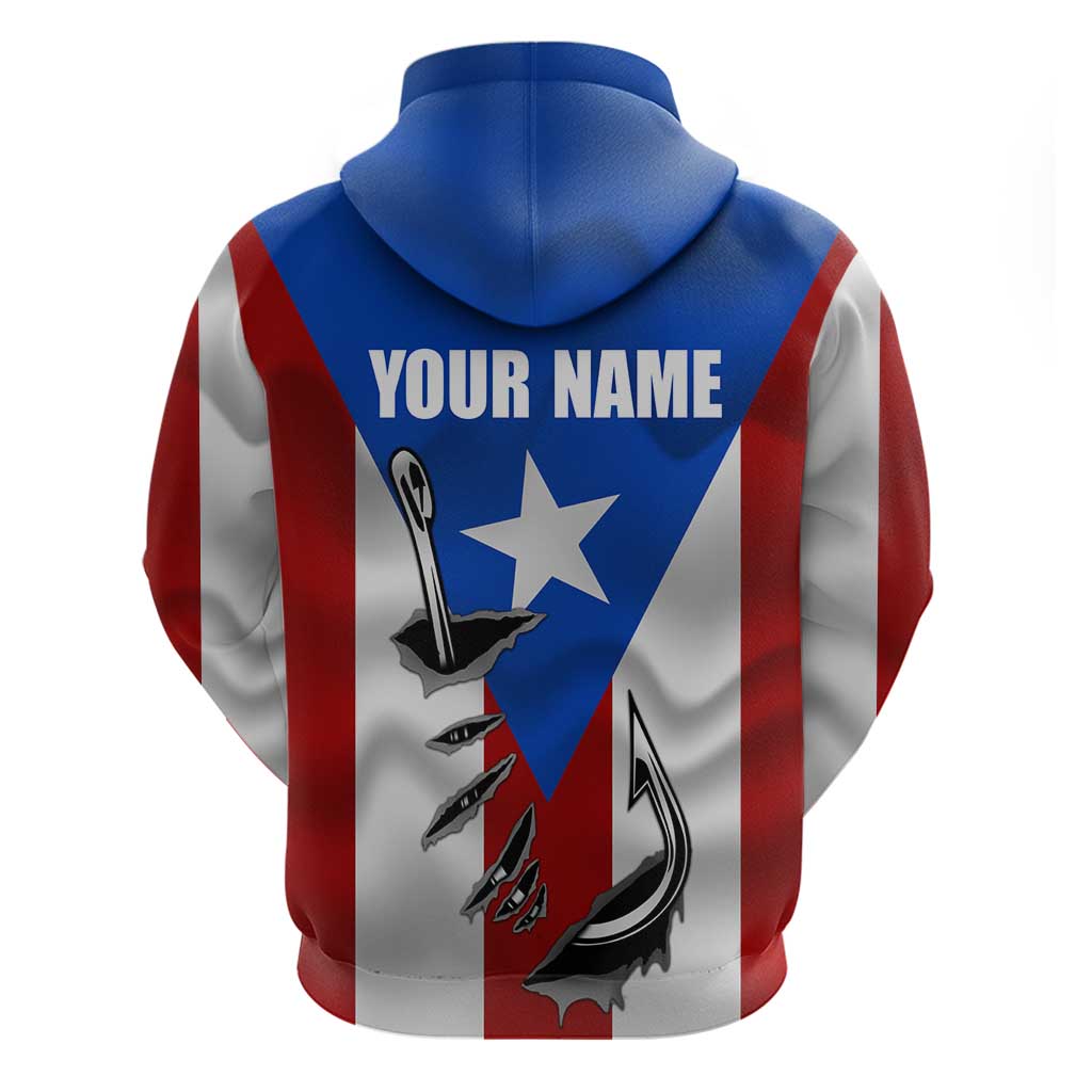 Puerto Rico Fishing Hoodie Fish Hook Flag PR Custom Name TS04