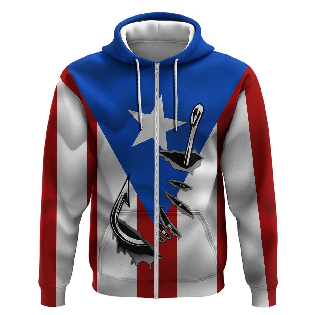 Puerto Rico Fishing Hoodie Fish Hook Flag PR Custom Name TS04