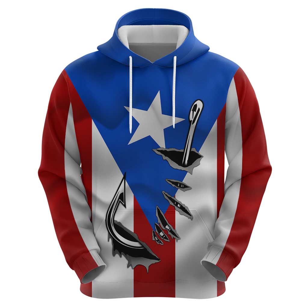 Puerto Rico Fishing Hoodie Fish Hook Flag PR Custom Name TS04