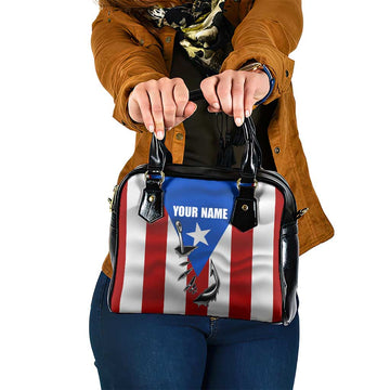 Puerto Rico Fishing Shoulder Handbag Fish Hook Flag PR Custom Name TS04