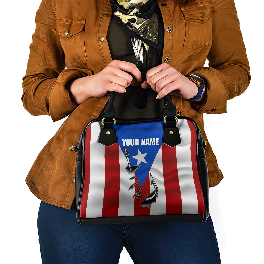 Puerto Rico Fishing Shoulder Handbag Fish Hook Flag PR Custom Name TS04