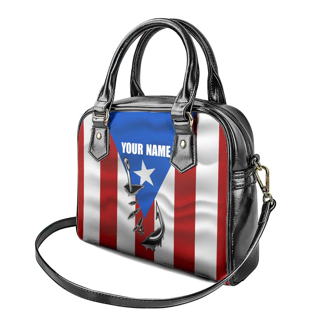 Puerto Rico Fishing Shoulder Handbag Fish Hook Flag PR Custom Name TS04