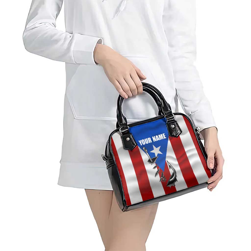 Puerto Rico Fishing Shoulder Handbag Fish Hook Flag PR Custom Name TS04