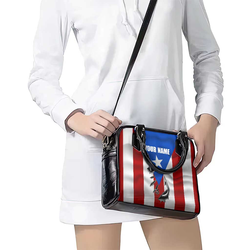 Puerto Rico Fishing Shoulder Handbag Fish Hook Flag PR Custom Name TS04