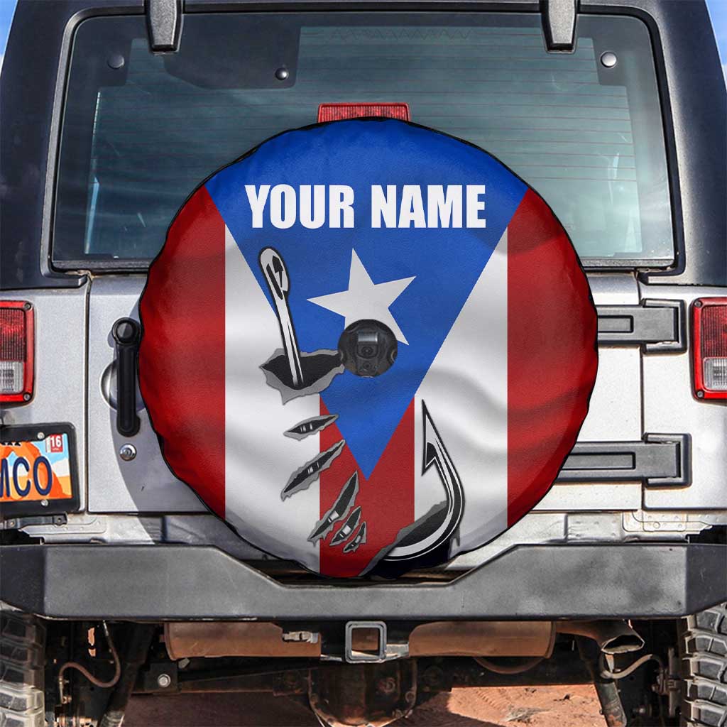 Puerto Rico Fishing Spare Tire Cover Fish Hook Flag PR Custom Name TS04
