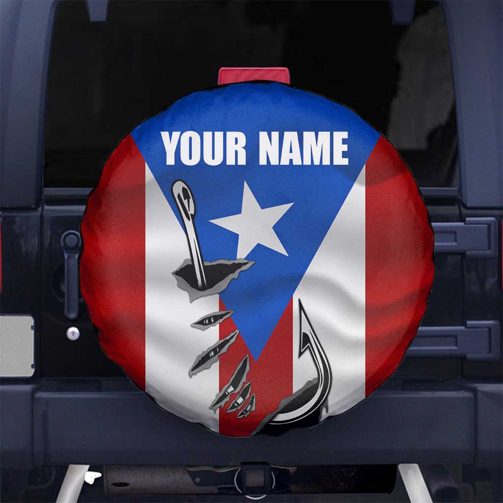 Puerto Rico Fishing Spare Tire Cover Fish Hook Flag PR Custom Name TS04