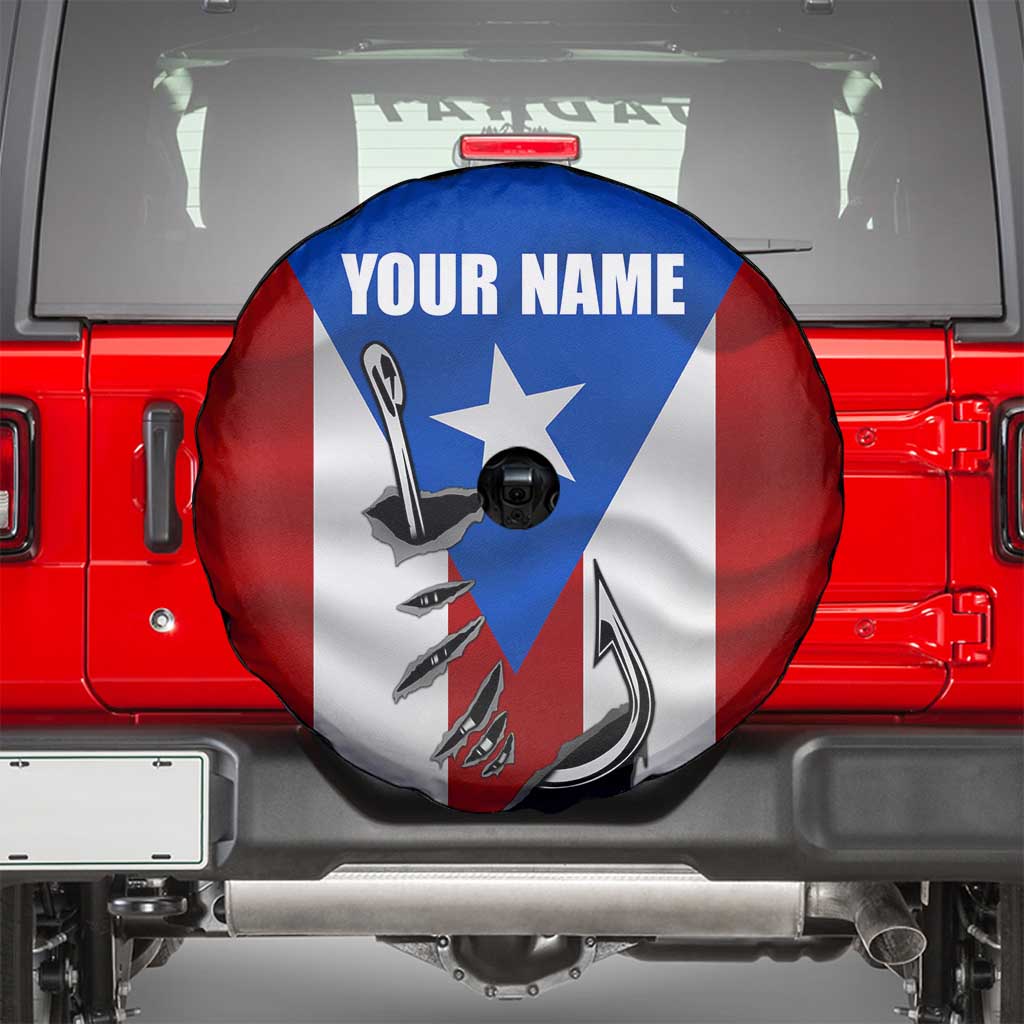 Puerto Rico Fishing Spare Tire Cover Fish Hook Flag PR Custom Name TS04