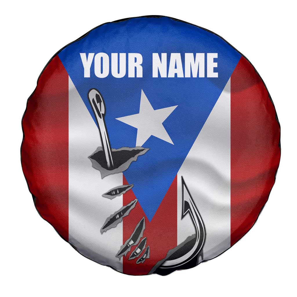 Puerto Rico Fishing Spare Tire Cover Fish Hook Flag PR Custom Name TS04