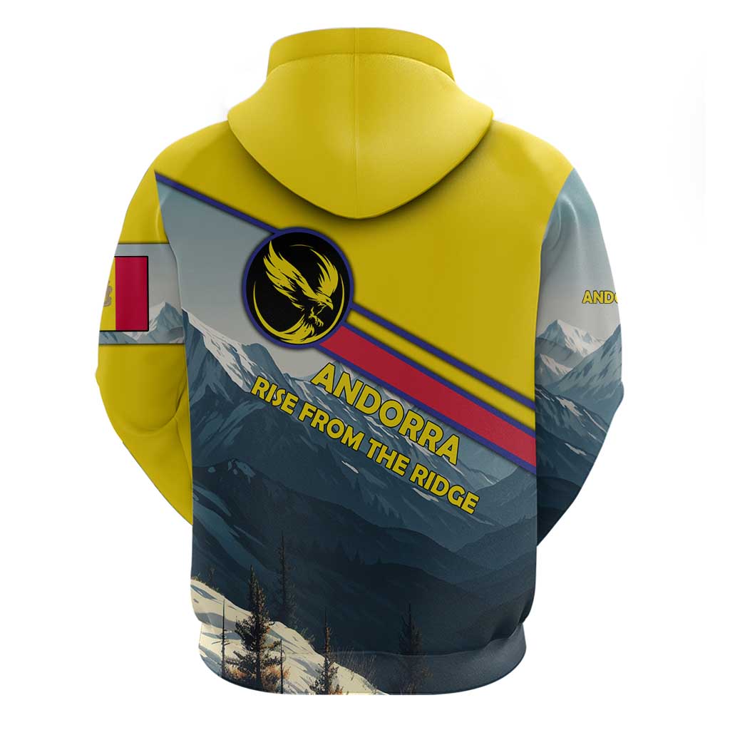 Andorra Hoodie with Mountain Ridge and Eagle Emblem Design TS04