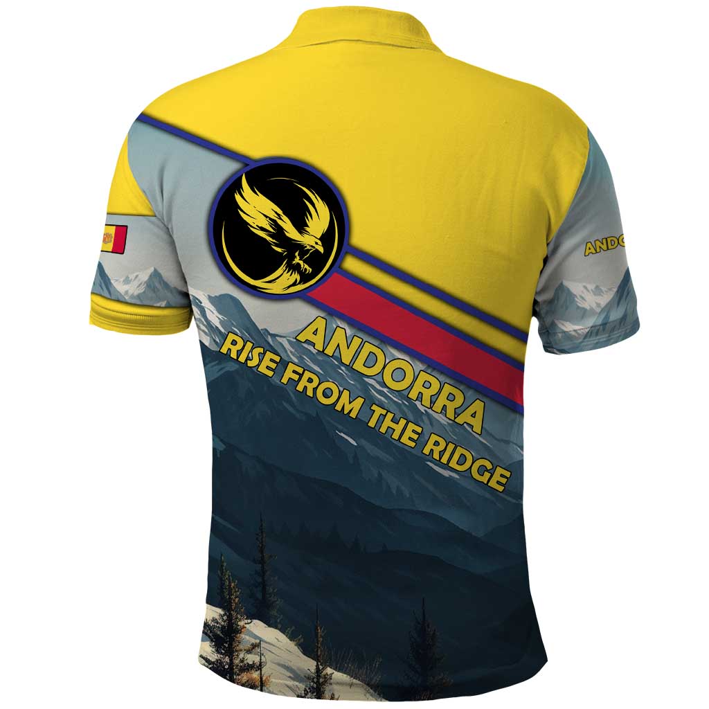 Andorra Polo Shirt with Mountain Ridge and Eagle Emblem Design TS04