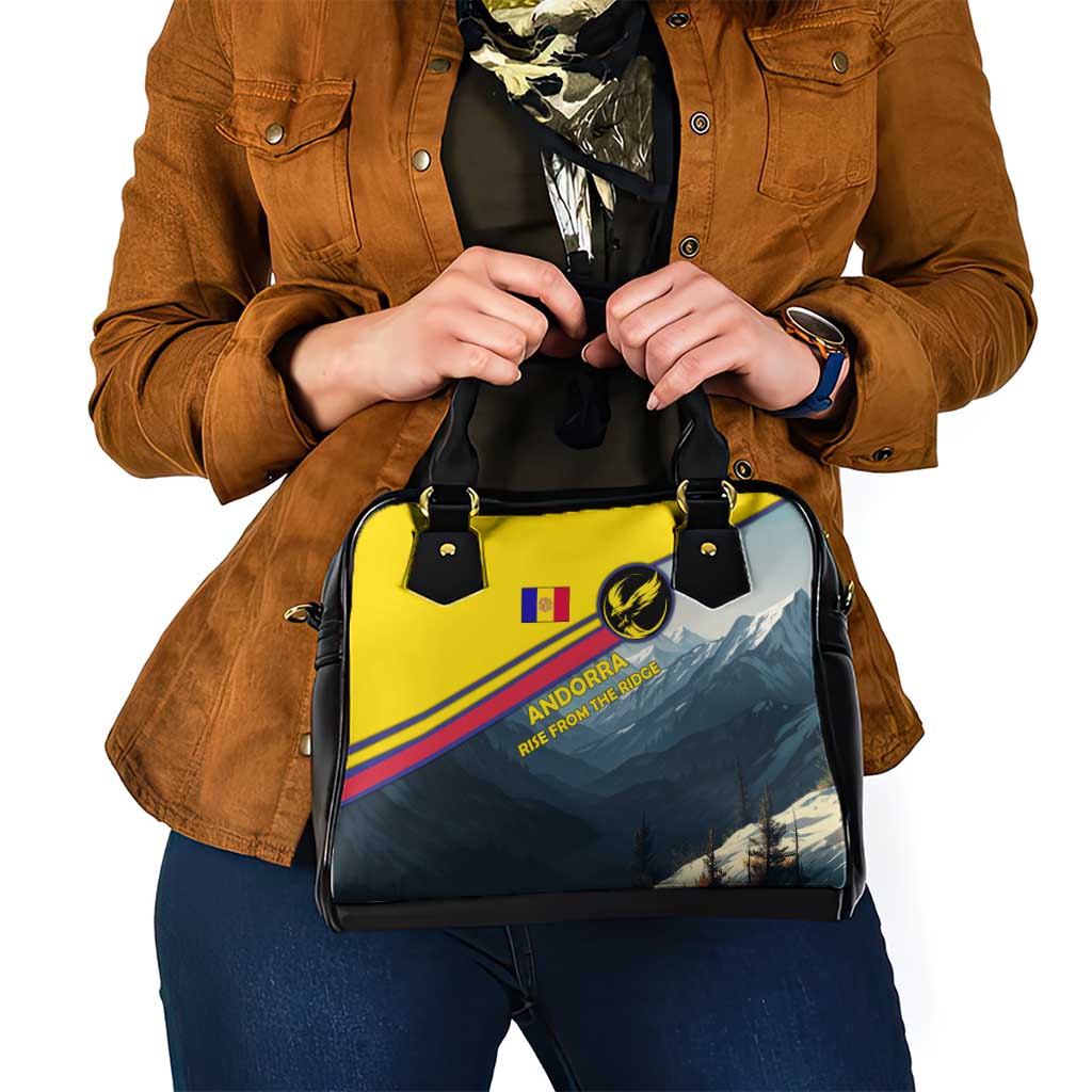 Andorra Shoulder Handbag with Mountain Ridge and Eagle Emblem Design TS04