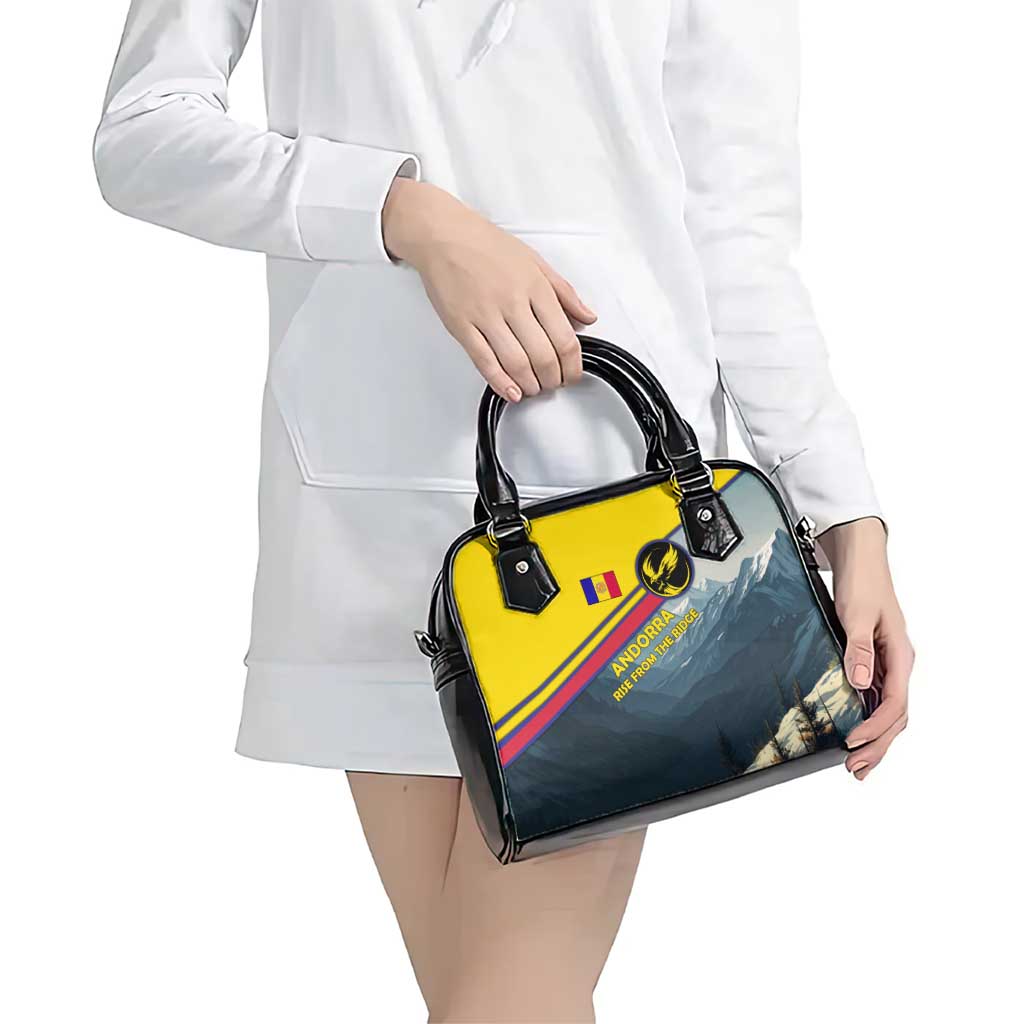 Andorra Shoulder Handbag with Mountain Ridge and Eagle Emblem Design TS04
