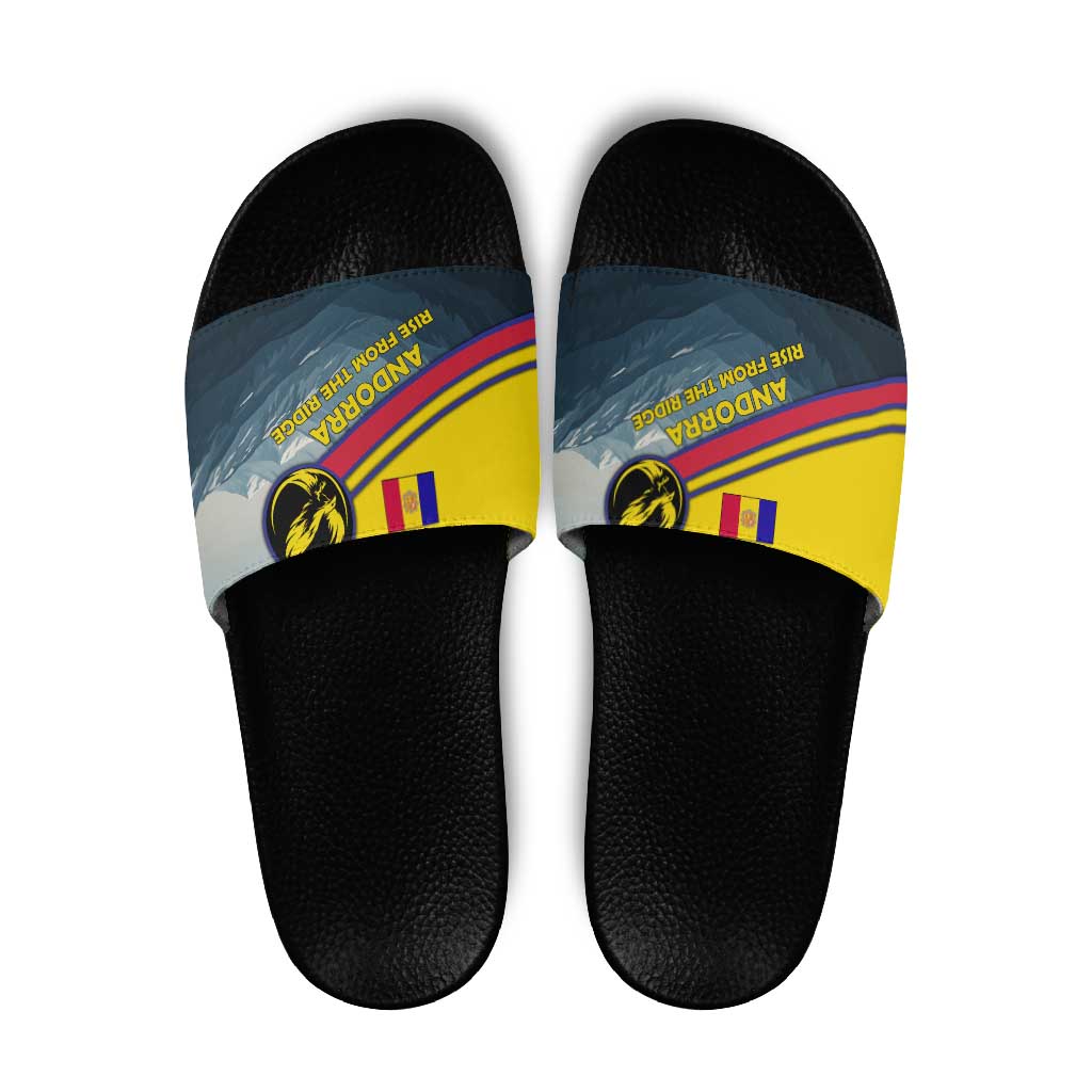 Andorra Slide Sandals with Mountain Ridge and Eagle Emblem Design TS04