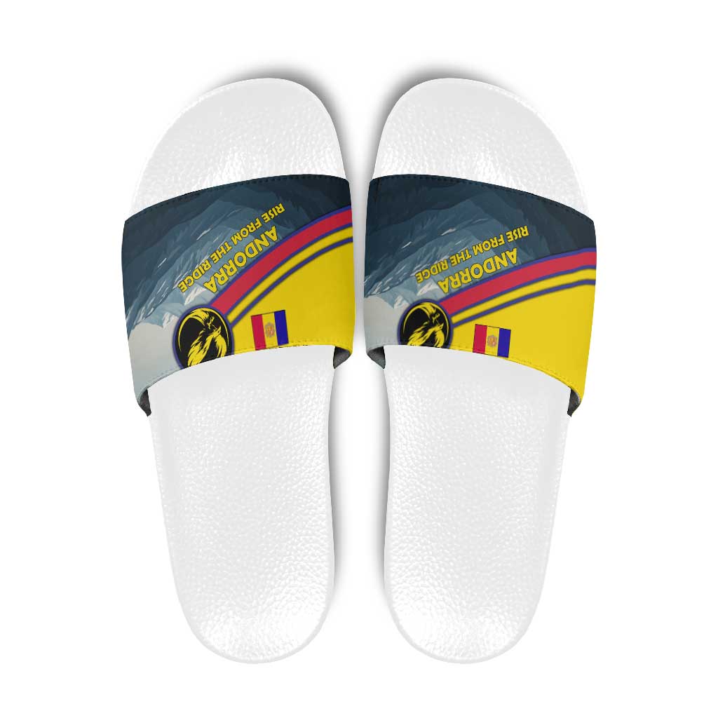 Andorra Slide Sandals with Mountain Ridge and Eagle Emblem Design TS04