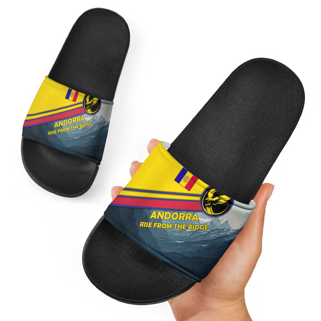 Andorra Slide Sandals with Mountain Ridge and Eagle Emblem Design TS04
