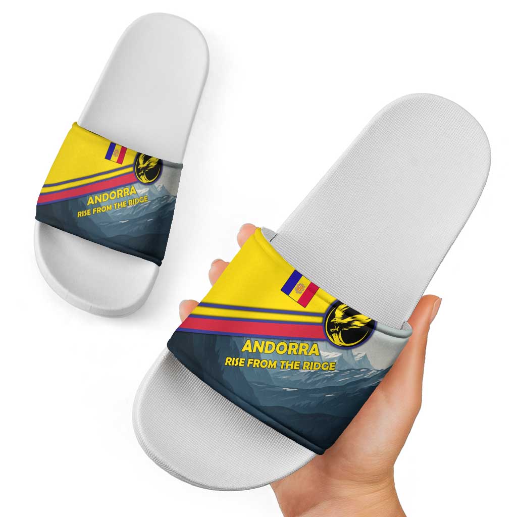 Andorra Slide Sandals with Mountain Ridge and Eagle Emblem Design TS04