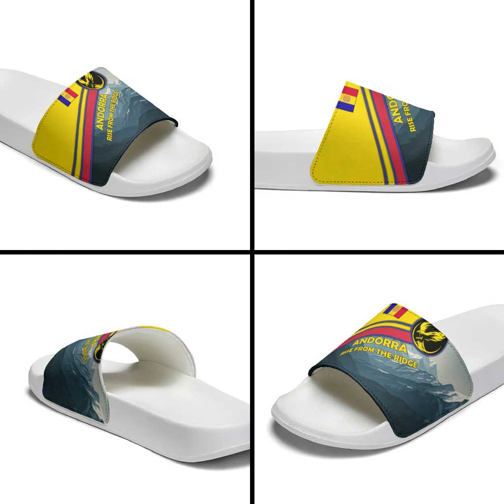 Andorra Slide Sandals with Mountain Ridge and Eagle Emblem Design TS04
