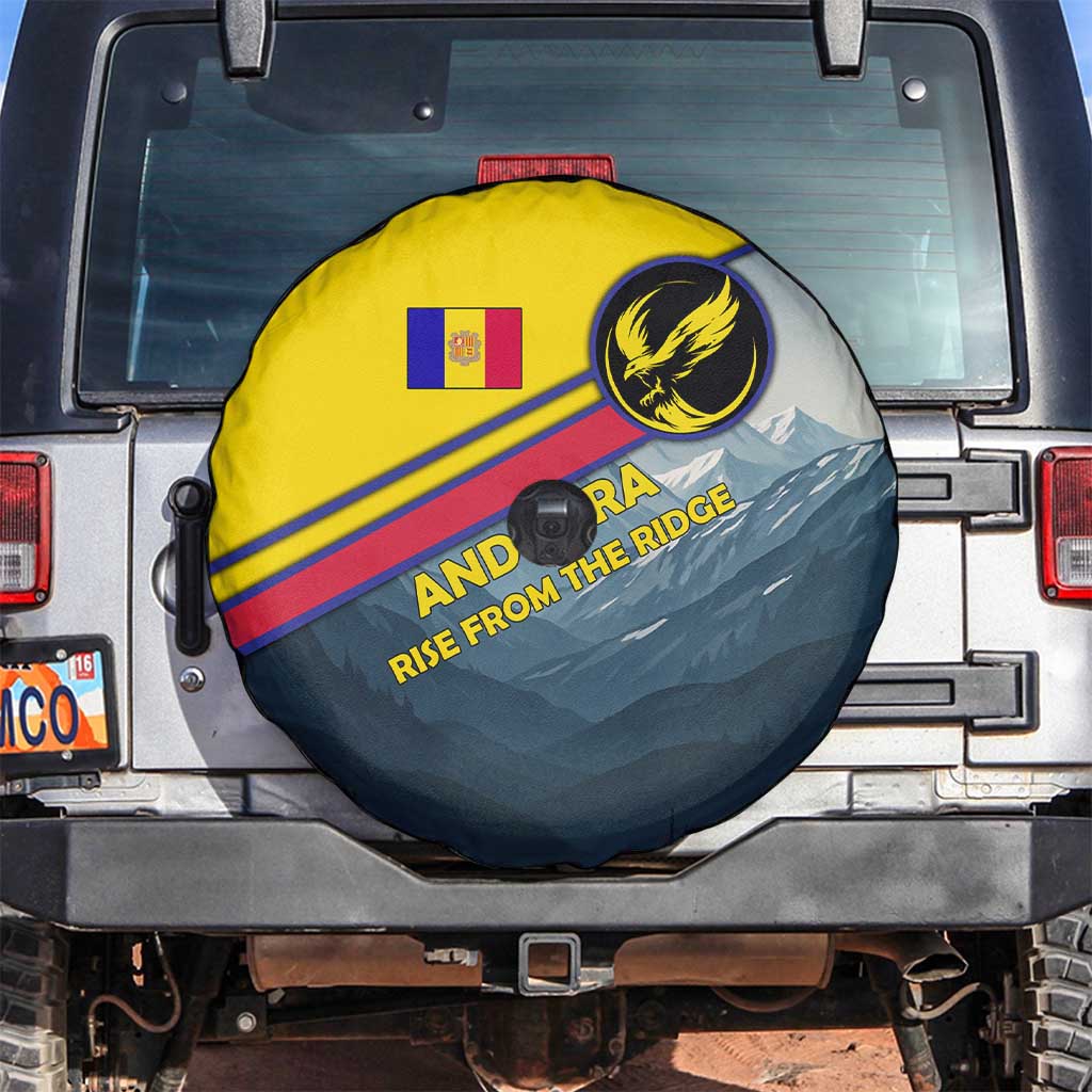 Andorra Spare Tire Cover with Mountain Ridge and Eagle Emblem Design TS04