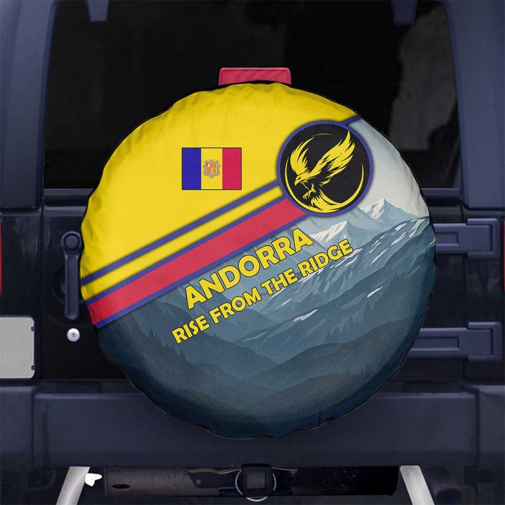 Andorra Spare Tire Cover with Mountain Ridge and Eagle Emblem Design TS04