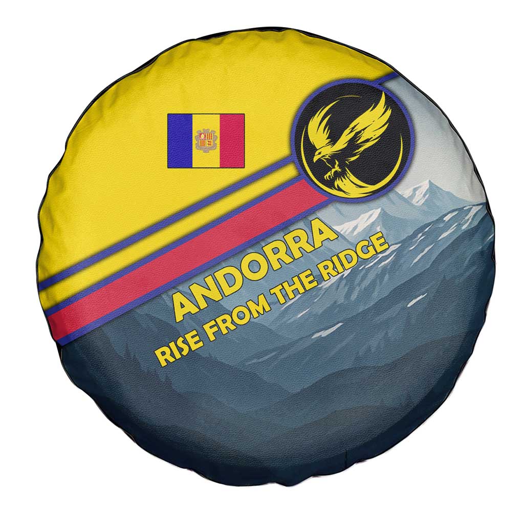 Andorra Spare Tire Cover with Mountain Ridge and Eagle Emblem Design TS04