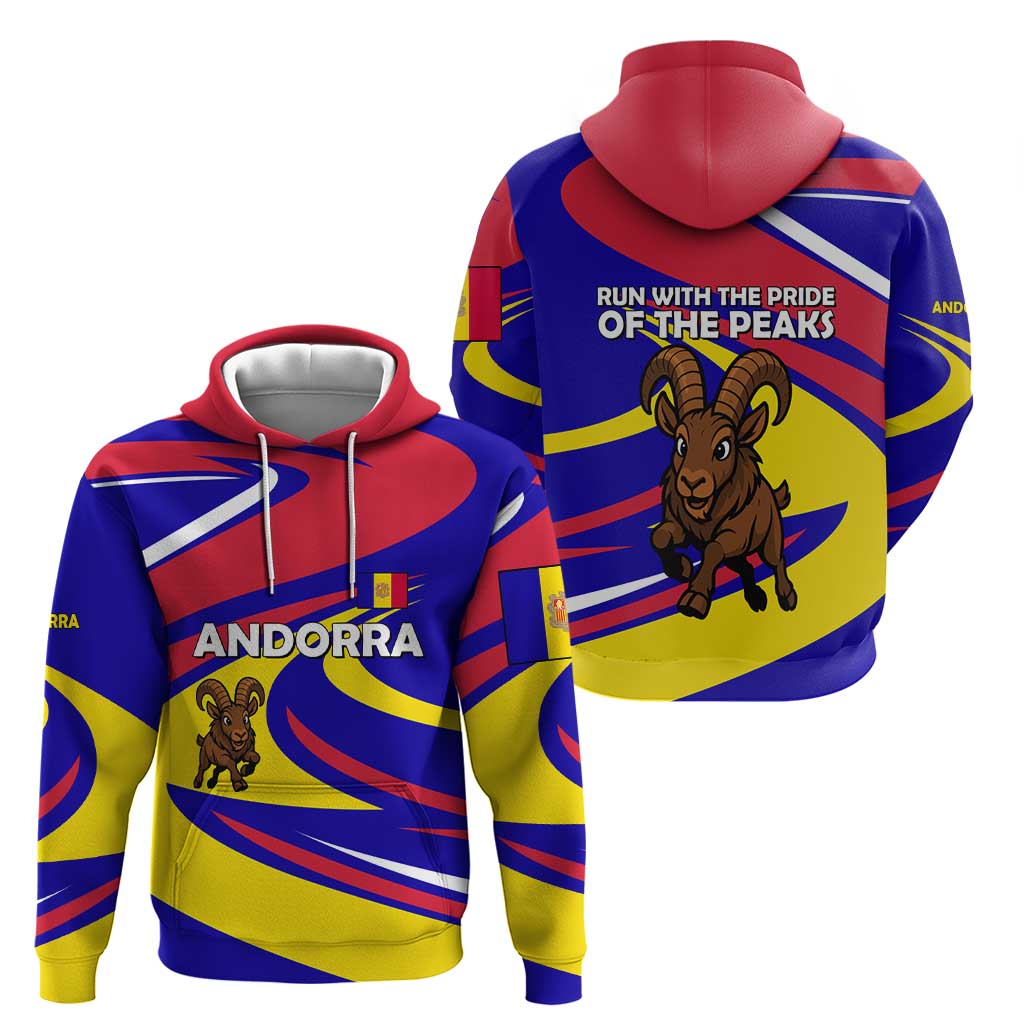 Andorra Hoodie with Cartoon Ibex and Swirl Stripe Design TS04
