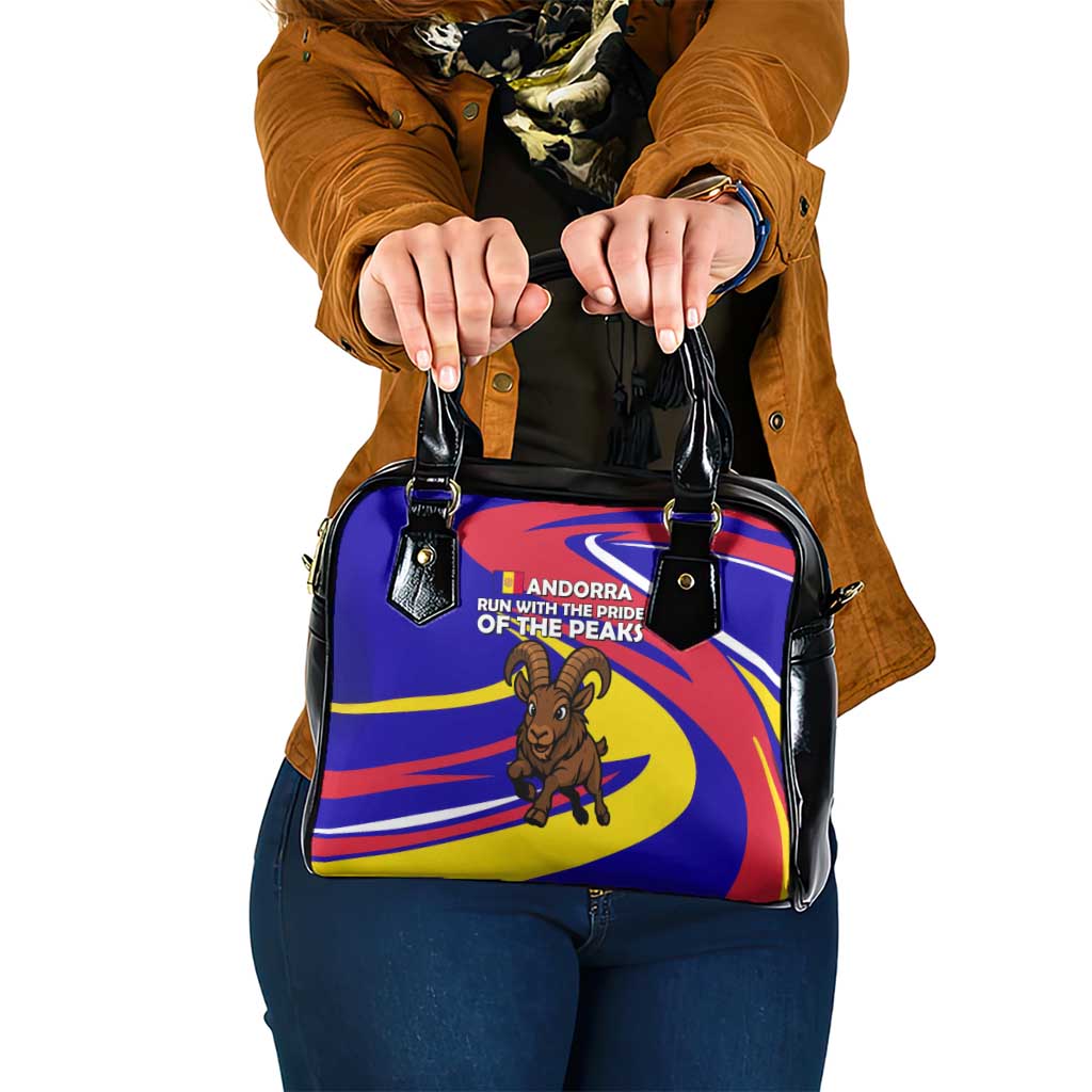 Andorra Shoulder Handbag with Cartoon Ibex and Swirl Stripe Design TS04