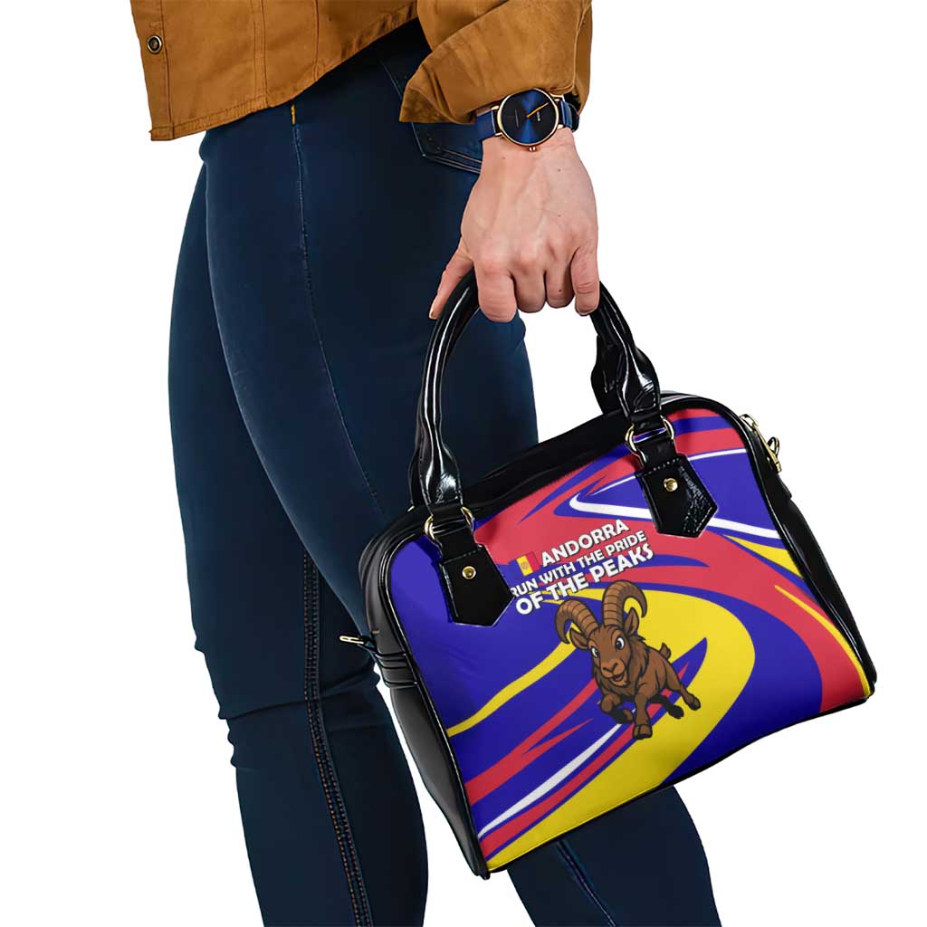 Andorra Shoulder Handbag with Cartoon Ibex and Swirl Stripe Design TS04