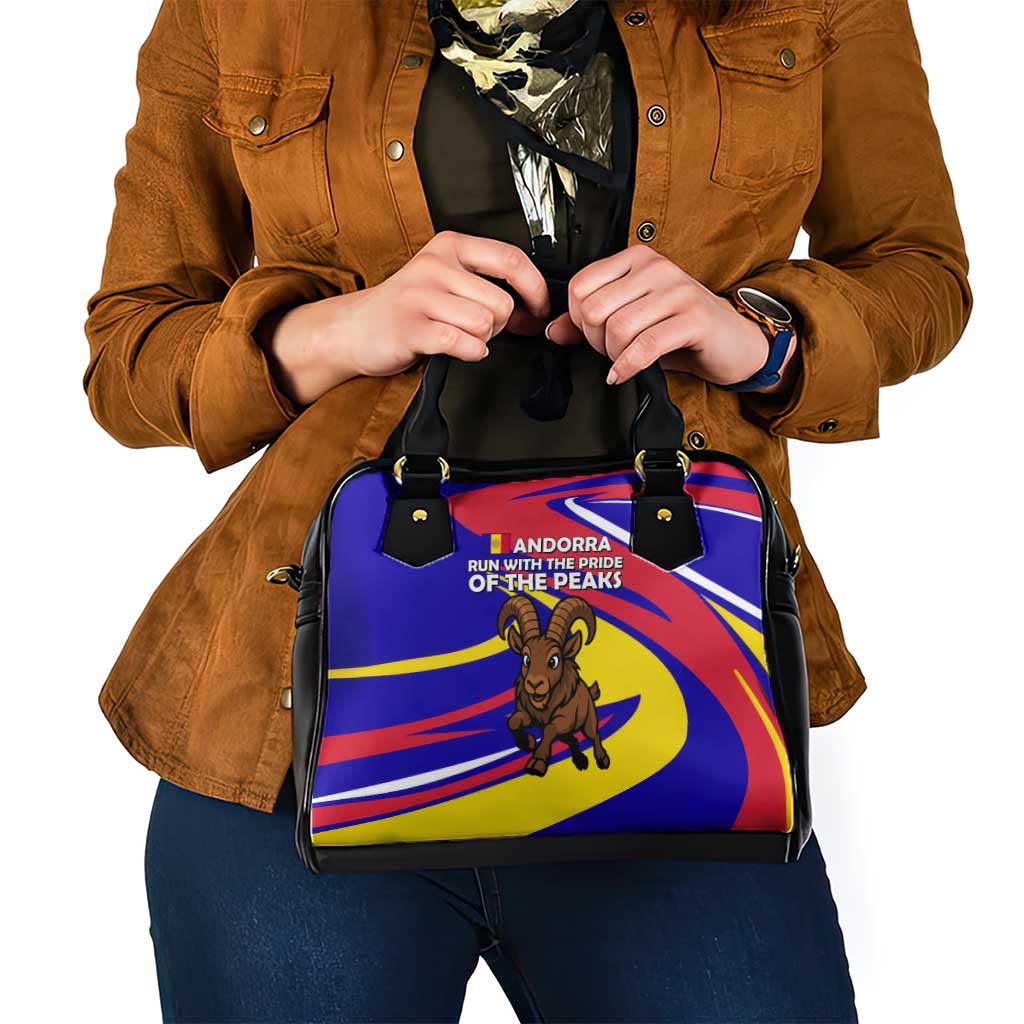 Andorra Shoulder Handbag with Cartoon Ibex and Swirl Stripe Design TS04