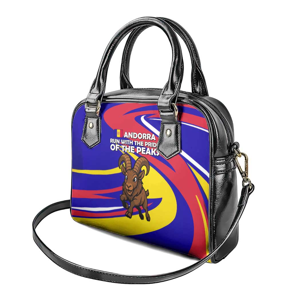 Andorra Shoulder Handbag with Cartoon Ibex and Swirl Stripe Design TS04