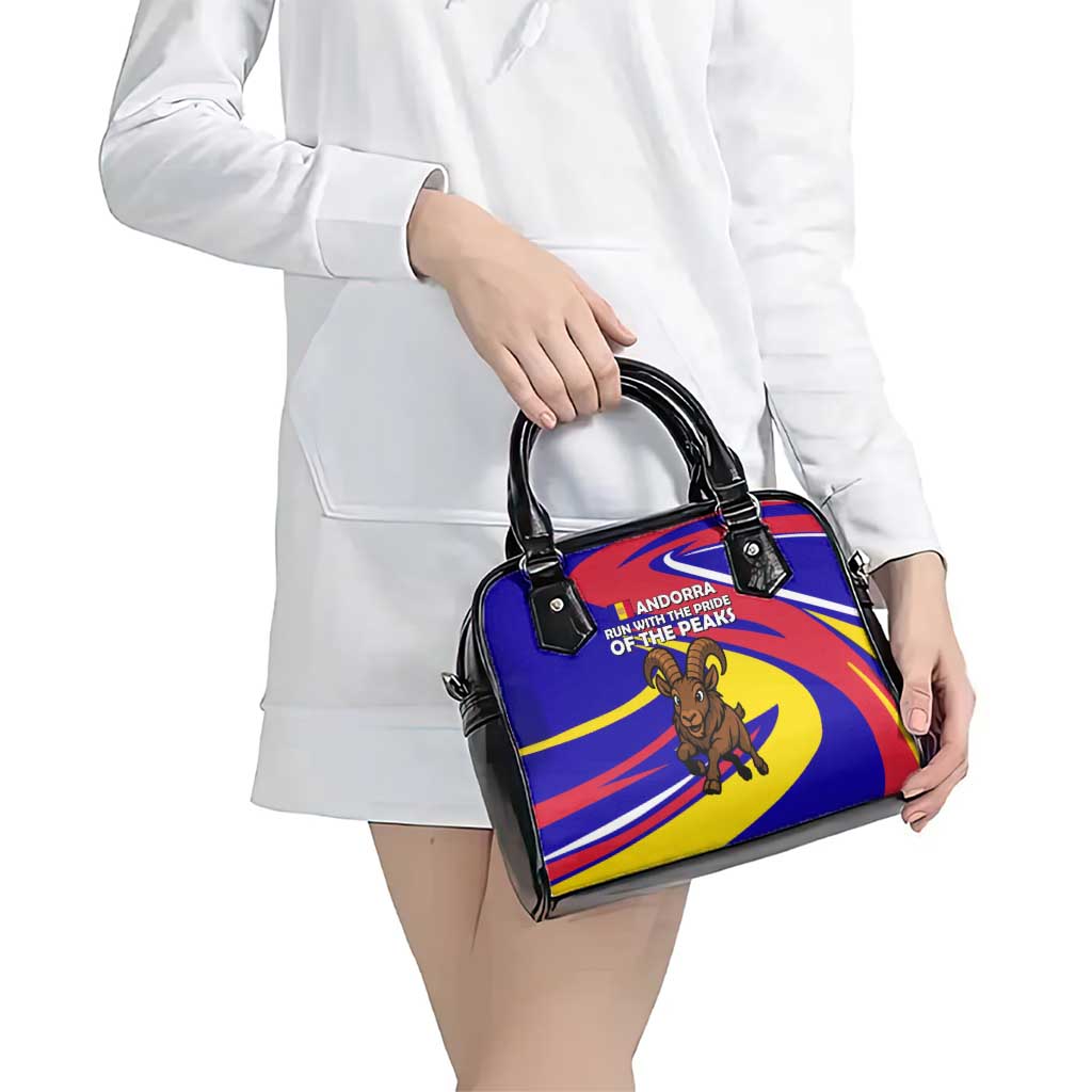 Andorra Shoulder Handbag with Cartoon Ibex and Swirl Stripe Design TS04