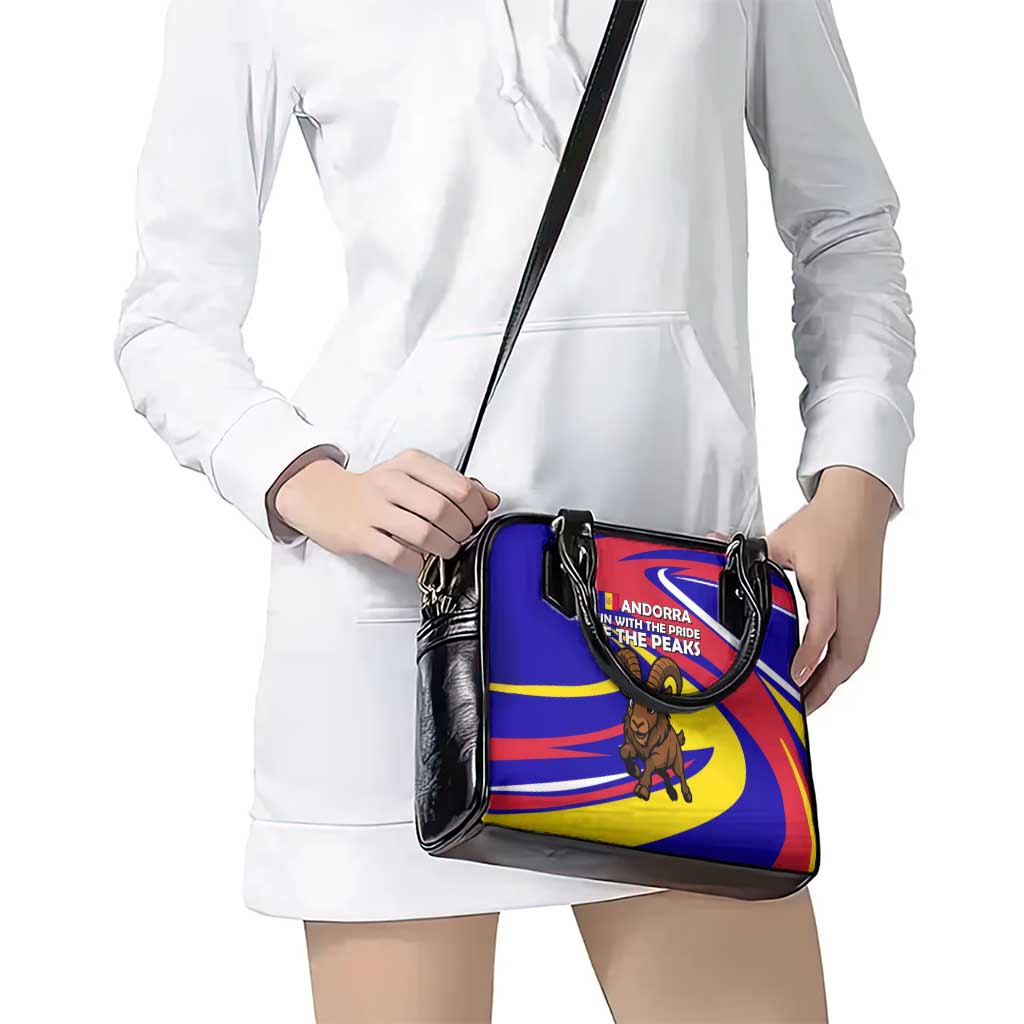 Andorra Shoulder Handbag with Cartoon Ibex and Swirl Stripe Design TS04