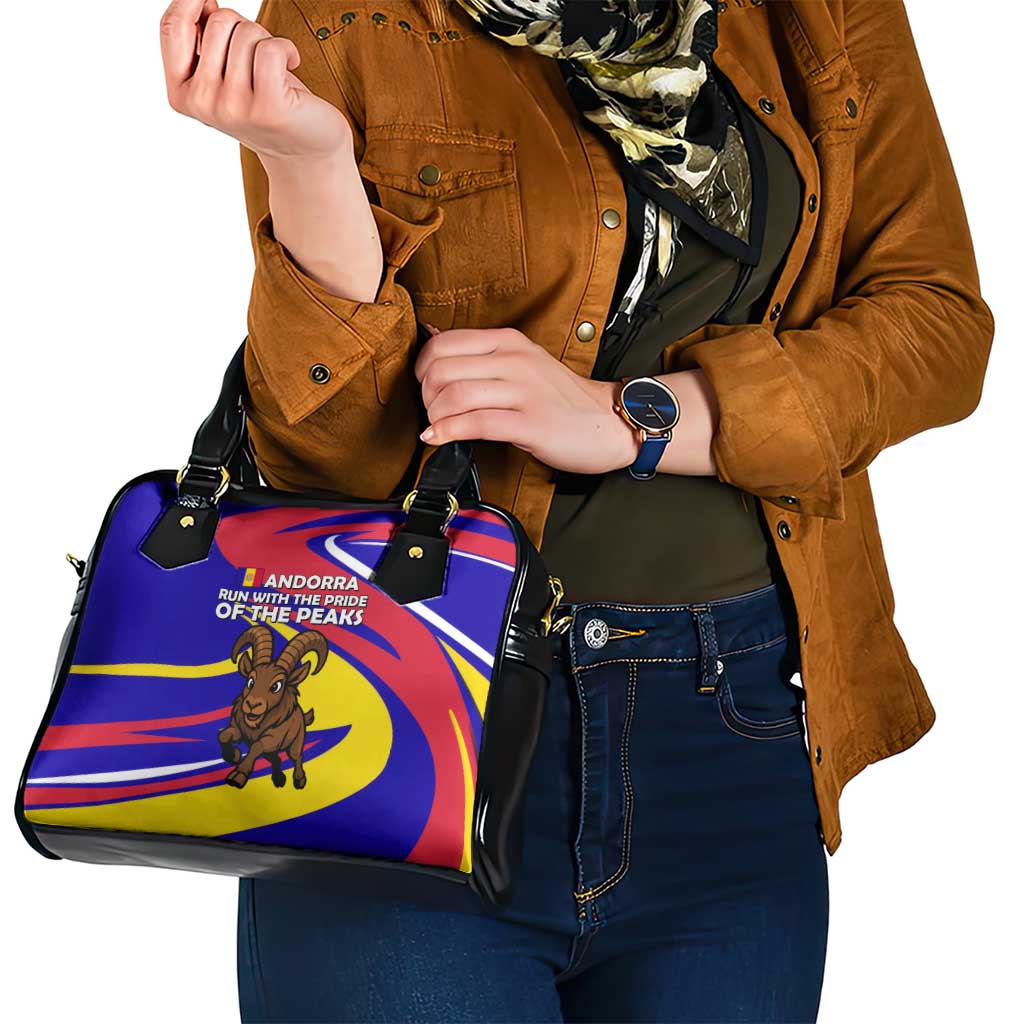Andorra Shoulder Handbag with Cartoon Ibex and Swirl Stripe Design TS04