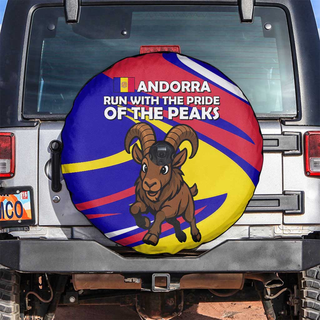 Andorra Spare Tire Cover with Cartoon Ibex and Swirl Stripe Design TS04
