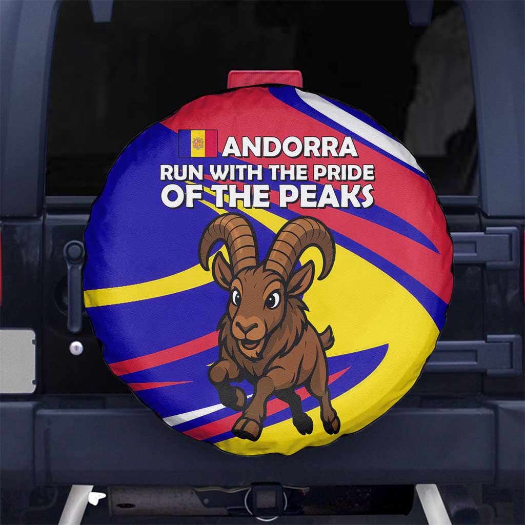 Andorra Spare Tire Cover with Cartoon Ibex and Swirl Stripe Design TS04