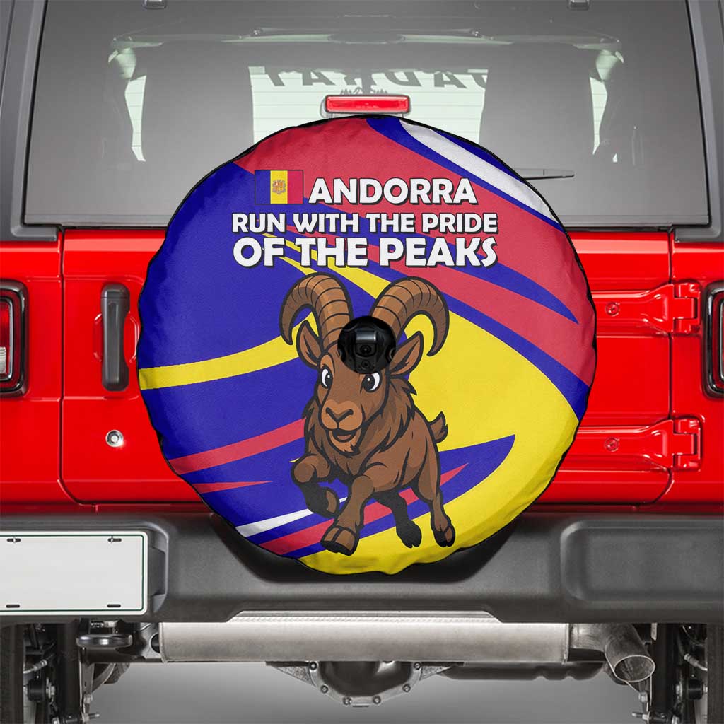 Andorra Spare Tire Cover with Cartoon Ibex and Swirl Stripe Design TS04