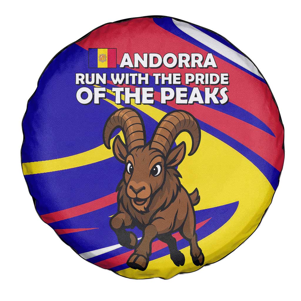 Andorra Spare Tire Cover with Cartoon Ibex and Swirl Stripe Design TS04